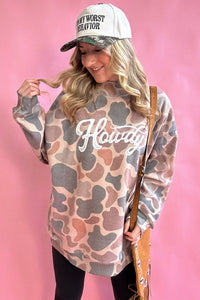KaleaBoutique Camo Print Howdy Western Style Baggy Pullover Sweatshirt - KaleaBoutique.com