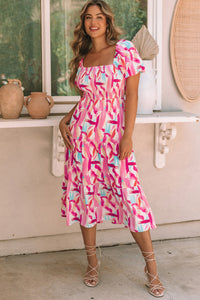 KaleaBoutique Brush Stroke Printed Smocked Ruffle Tiered Dress - KaleaBoutique.com
