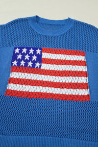 KaleaBoutique Comfortable Flag Graphic Short Sleeve Sweater Top - KaleaBoutique.com