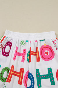 KaleaBoutique Stylish Ho Ho Ho Christmas Fashion Print 2pcs Lounge Short Set - KaleaBoutique.com