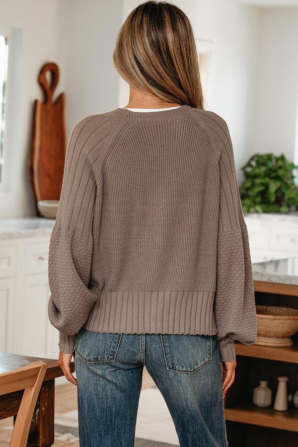 KaleaBoutique Comfortable Mixed Texture Knit Button V Neck Sweater Cardigan - KaleaBoutique.com
