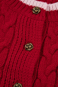 KaleaBoutique Comfortable Color Contrast Edge Cable Knit Buttoned Cardigan - KaleaBoutique.com