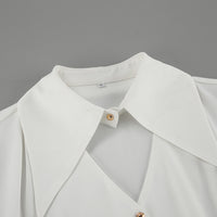 Women's Button-Front Blouse with Pleated Flared Cuffs