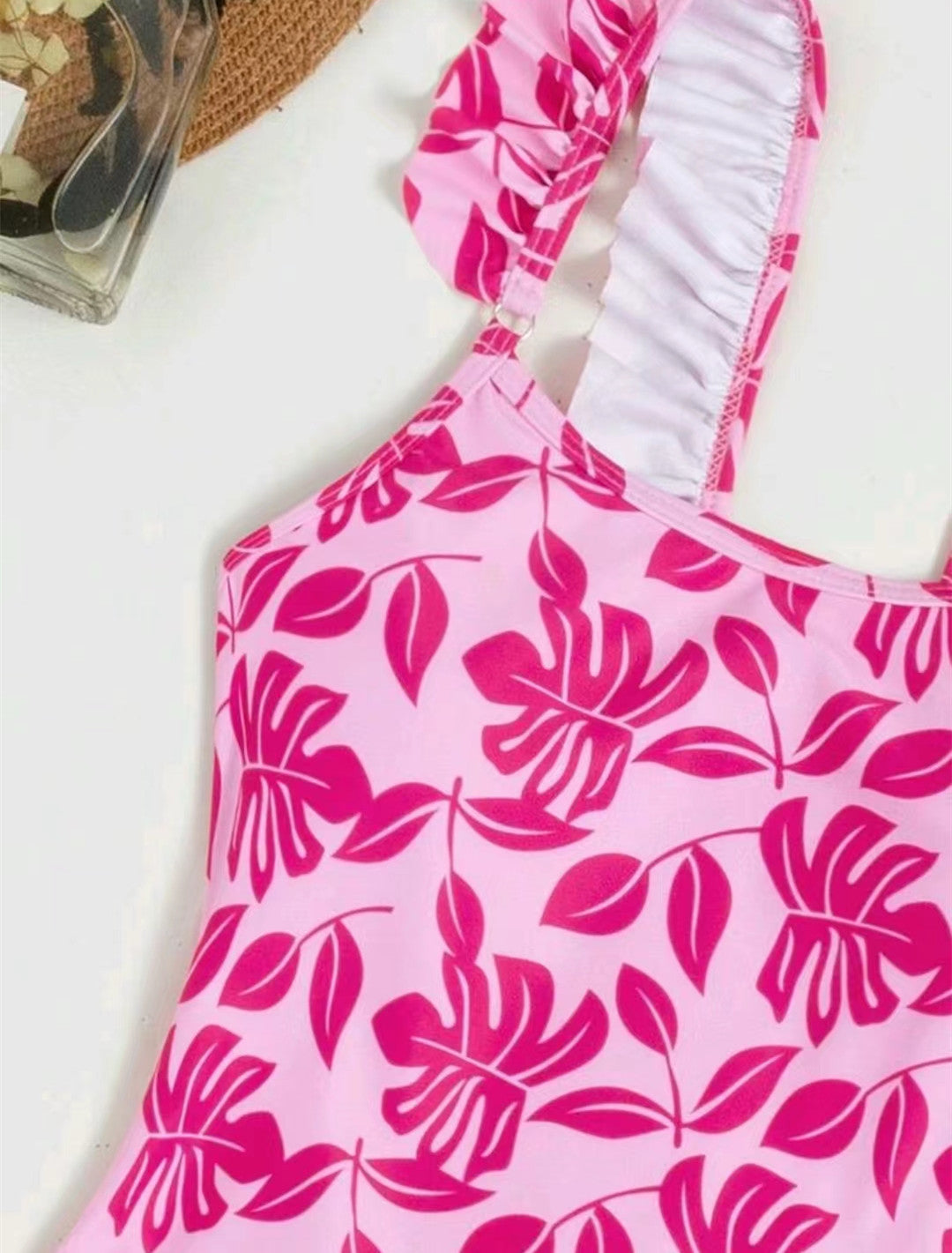 Women Ruffle-Strap Rose Floral Print One-Piece Swimsuit - KaleaBoutique.com
