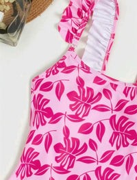 Women Ruffle-Strap Rose Floral Print One-Piece Swimsuit - KaleaBoutique.com