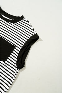 Chest Pocket Patch Round Neck Tank Top - KaleaBoutique.com