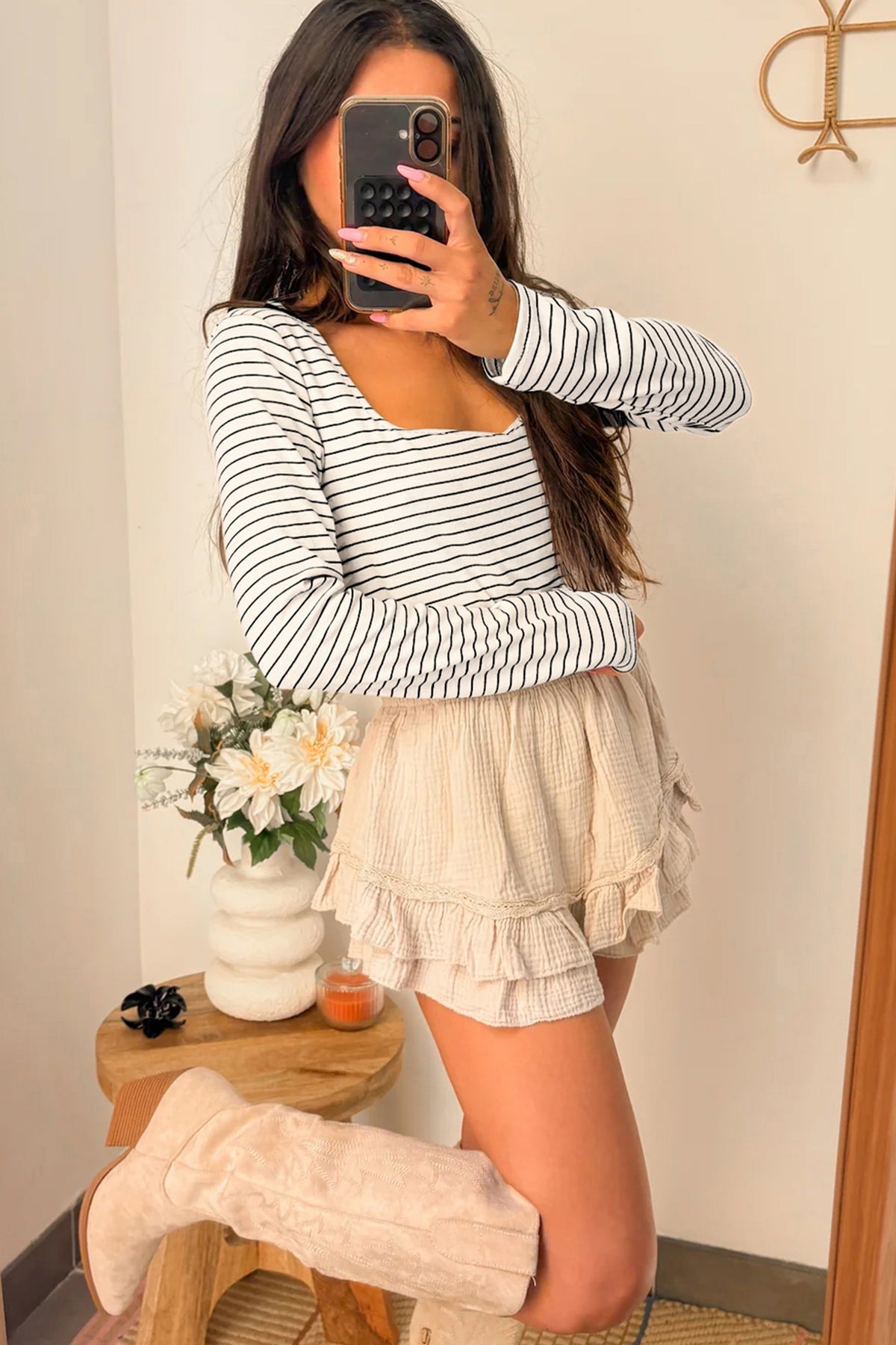 KaleaBoutique Classic Stylish Square Neck Long Sleeve Top - KaleaBoutique.com