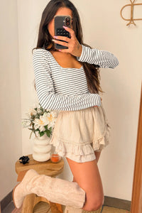 KaleaBoutique Classic Stylish Square Neck Long Sleeve Top - KaleaBoutique.com