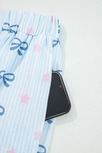 KaleaBoutique Stylish Bow Star Print Tied Detail 2pcs Lounge Set - KaleaBoutique.com