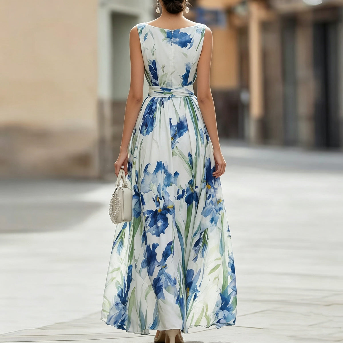 Casual Beach Vacation Boat-neck Sleeveless Printed Dress - KaleaBoutique.com