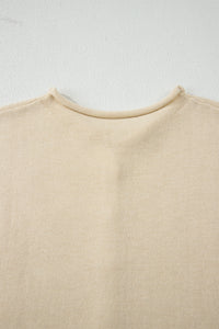KaleaBoutique Stylish Buttoned Front Rolled Hem Cap Sleeve Sweater Top - KaleaBoutique.com