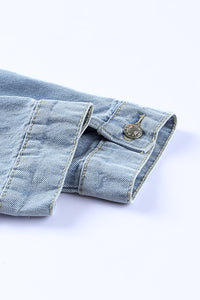 Blue Plus Size Leopard Ripped Cropped Denim Jacket - KaleaBoutique.com