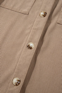 KaleaBoutique Hooded Drawstring Pockets Corduroy Shacket - KaleaBoutique.com