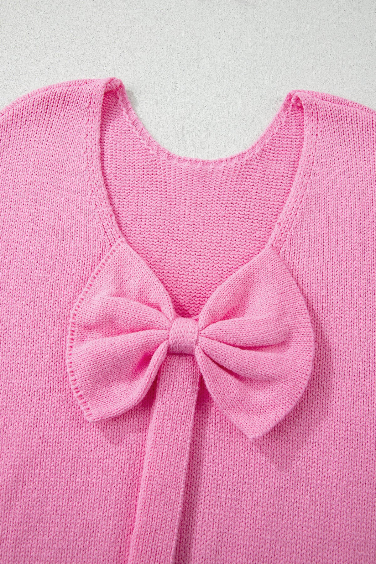 Festive Bow Backless Bubble Sleeve Sweater - KaleaBoutique.com