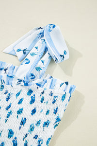 Floral Smocked Tied Straps A-Lined Tiered Maxi Dress - KaleaBoutique.com