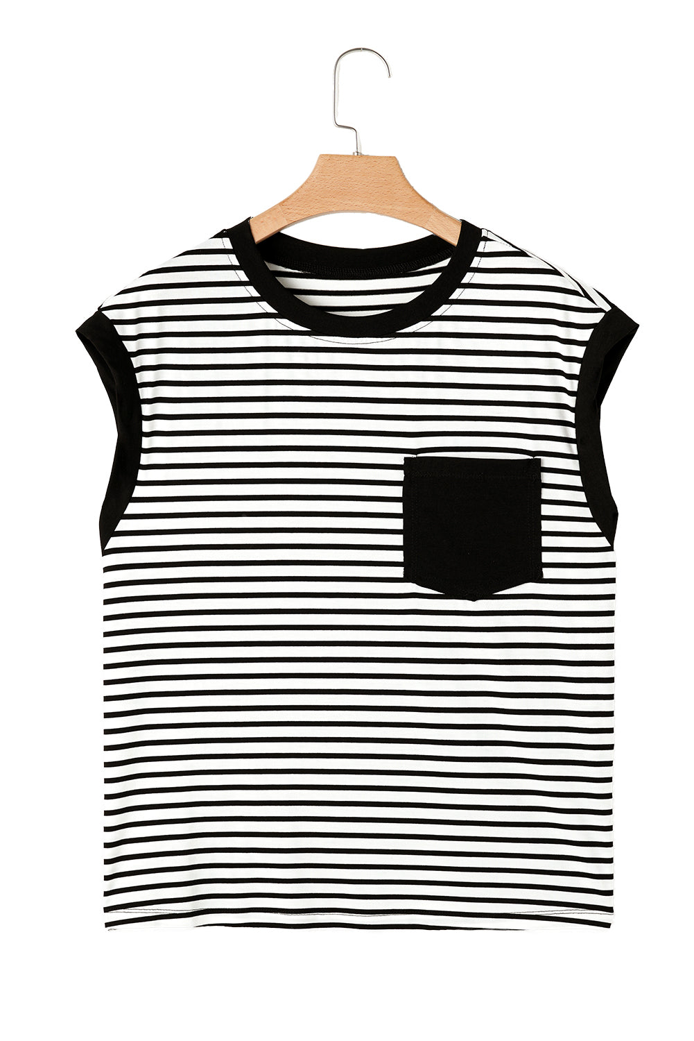 KaleaBoutique Stylish Chest Pocket Patch Round Neck Tank Top
