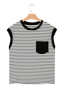KaleaBoutique Stylish Chest Pocket Patch Round Neck Tank Top
