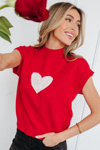 KaleaBoutique Comfortable Valentine Heart Graphic Cropped Short Sleeve Sweater - KaleaBoutique.com