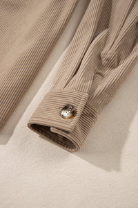 KaleaBoutique Hooded Drawstring Pockets Corduroy Shacket - KaleaBoutique.com
