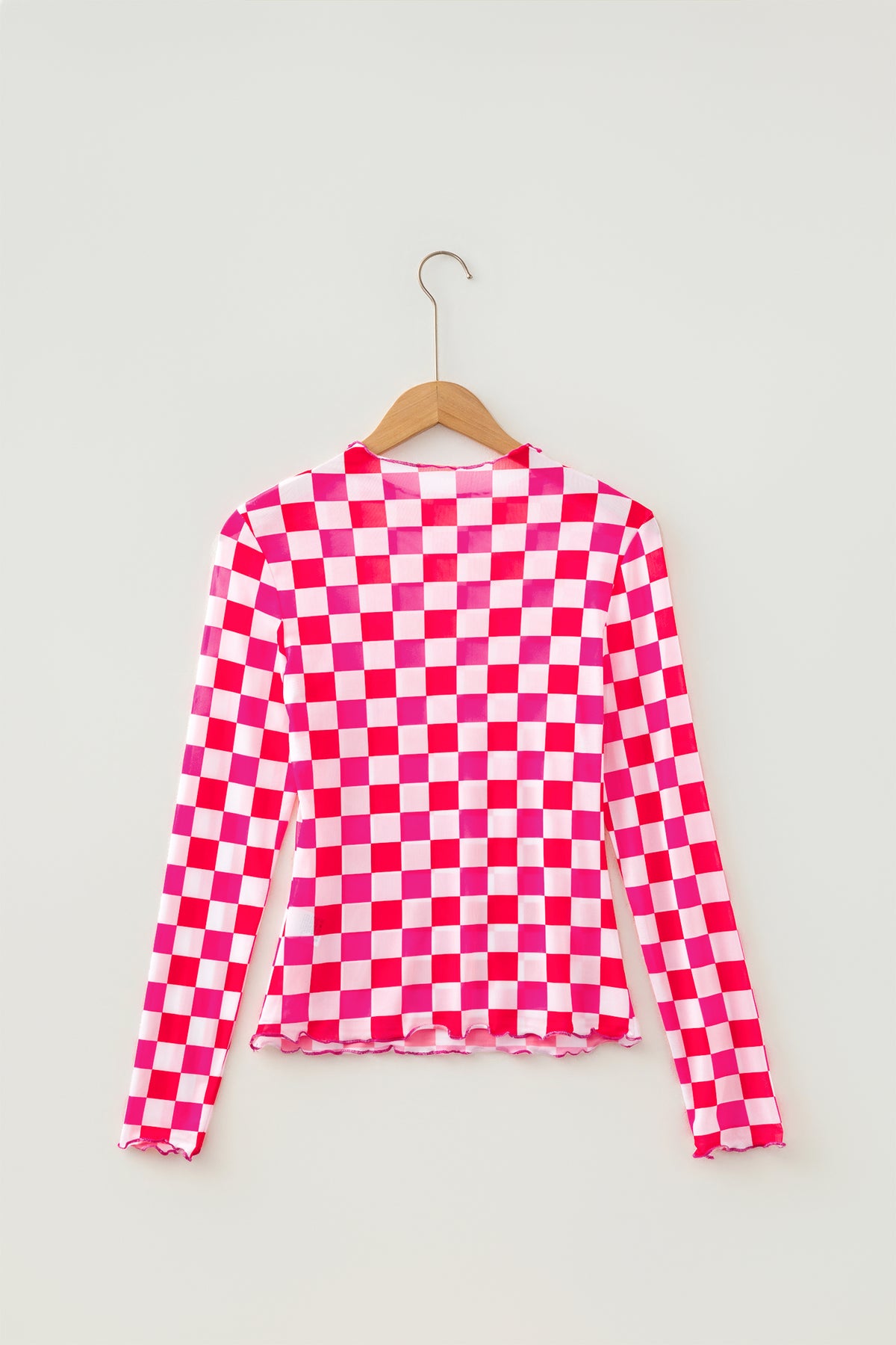 KaleaBoutique Stylish Plaid Mesh Sheer Long Sleeve Top - KaleaBoutique.com
