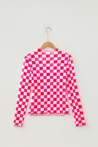 KaleaBoutique Stylish Plaid Mesh Sheer Long Sleeve Top - KaleaBoutique.com