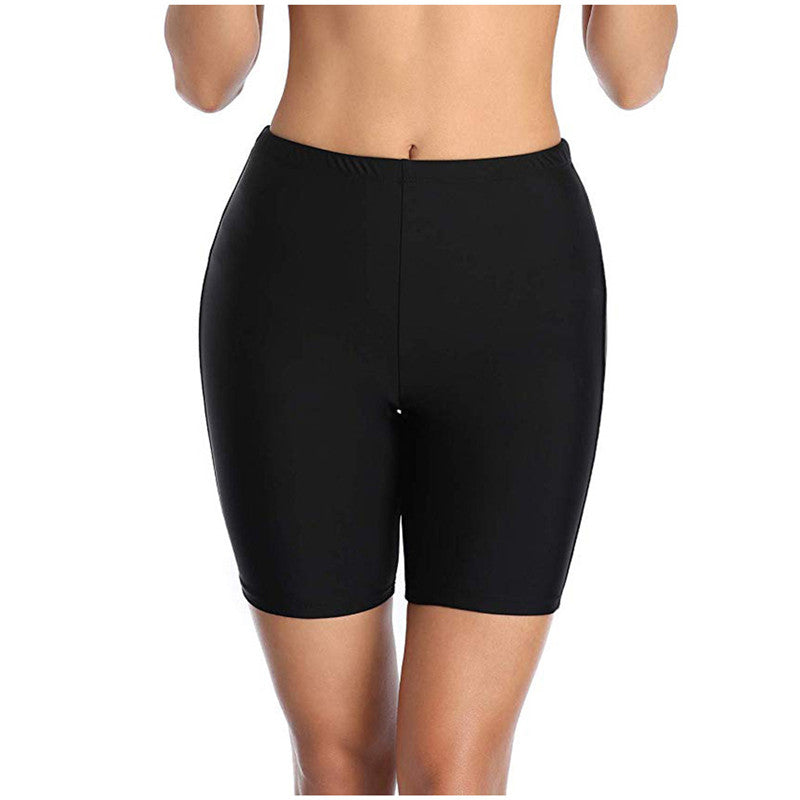 Women's Black High-Waist Longline Swim Shorts - KaleaBoutique.com
