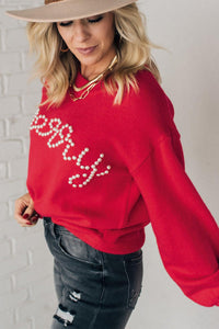 Pearl Beaded Merry Casual Sweater - KaleaBoutique.com