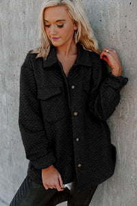 Retro Quilted Flap Pocket Button Shacket - KaleaBoutique.com