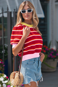 KaleaBoutique Stylish Colorblock Trim Half Sleeve Sweater Top - KaleaBoutique.com