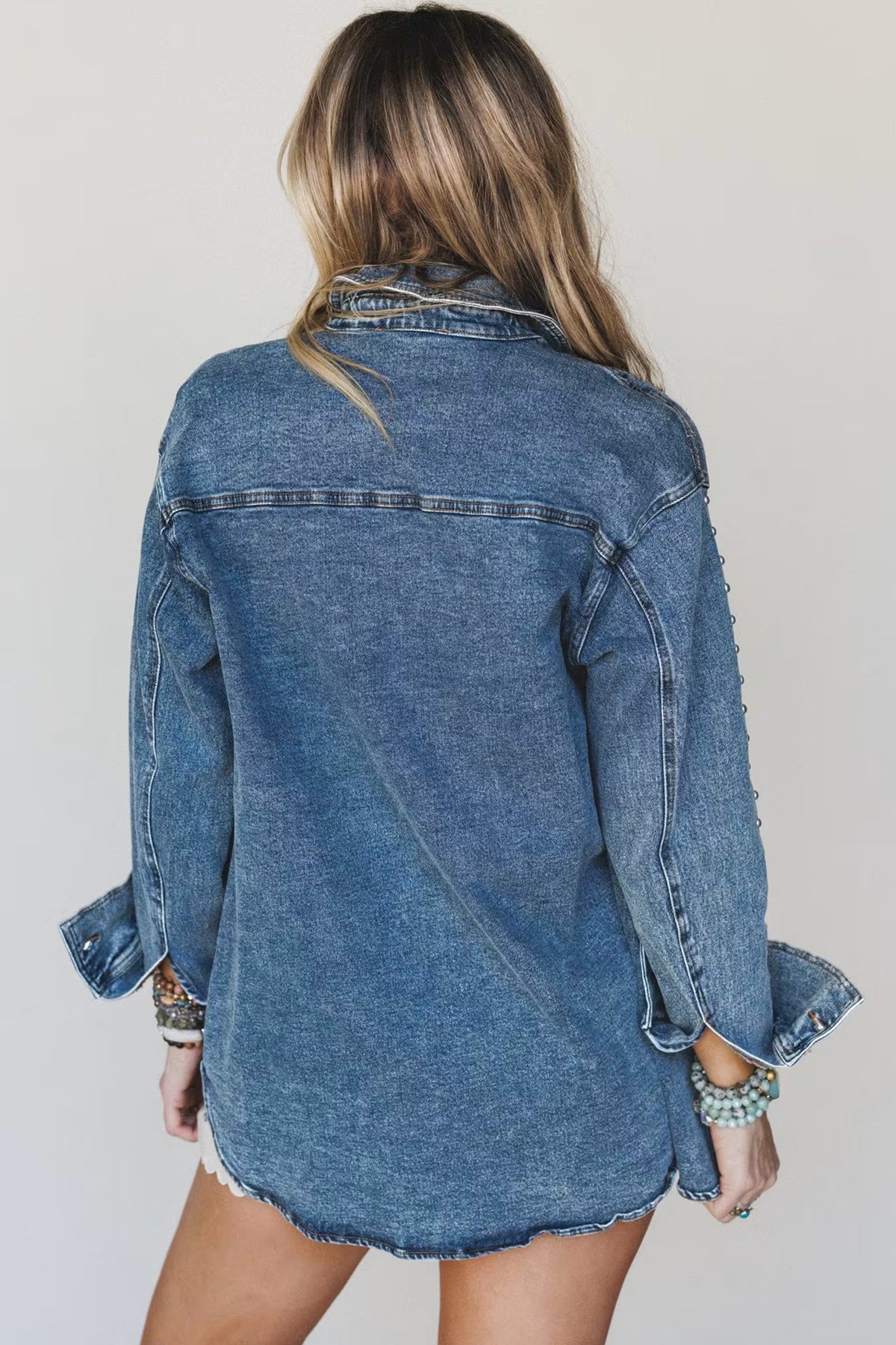Rivet Embellished Western Style Regular Fit Long Sleeve Denim Jacket - KaleaBoutique.com