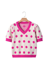 KaleaBoutique Stylish Polka Dot Puff Short Sleeve Sweater Top - KaleaBoutique.com