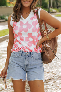 Cute Flower Knitted V Neck Tank Top - KaleaBoutique.com