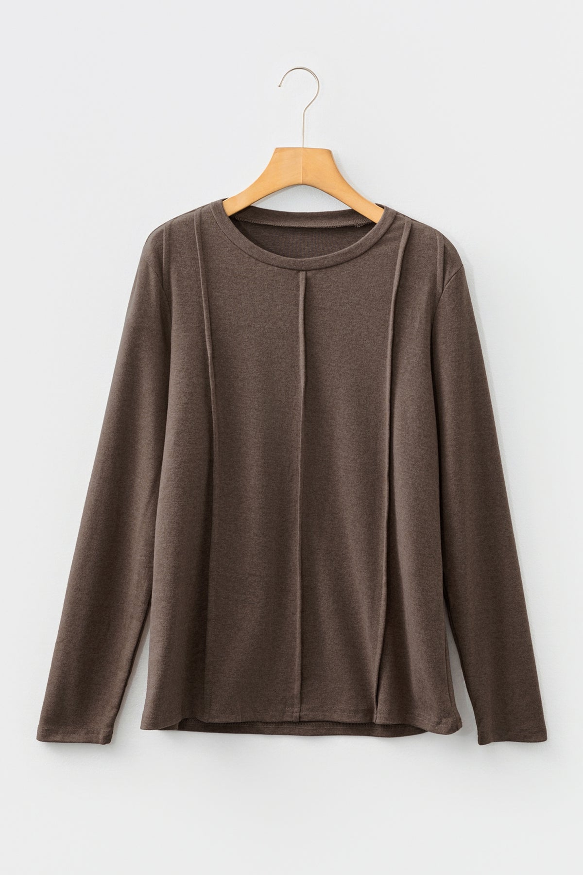 KaleaBoutique Stylish Solid Exposed Seam Crew Neck Long Sleeve Top - KaleaBoutique.com