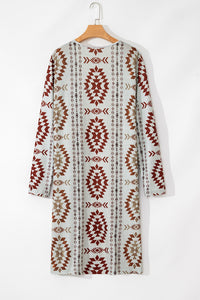 KaleaBoutique Stylish Western Aztec Printed Open Front Long Cardigan - KaleaBoutique.com