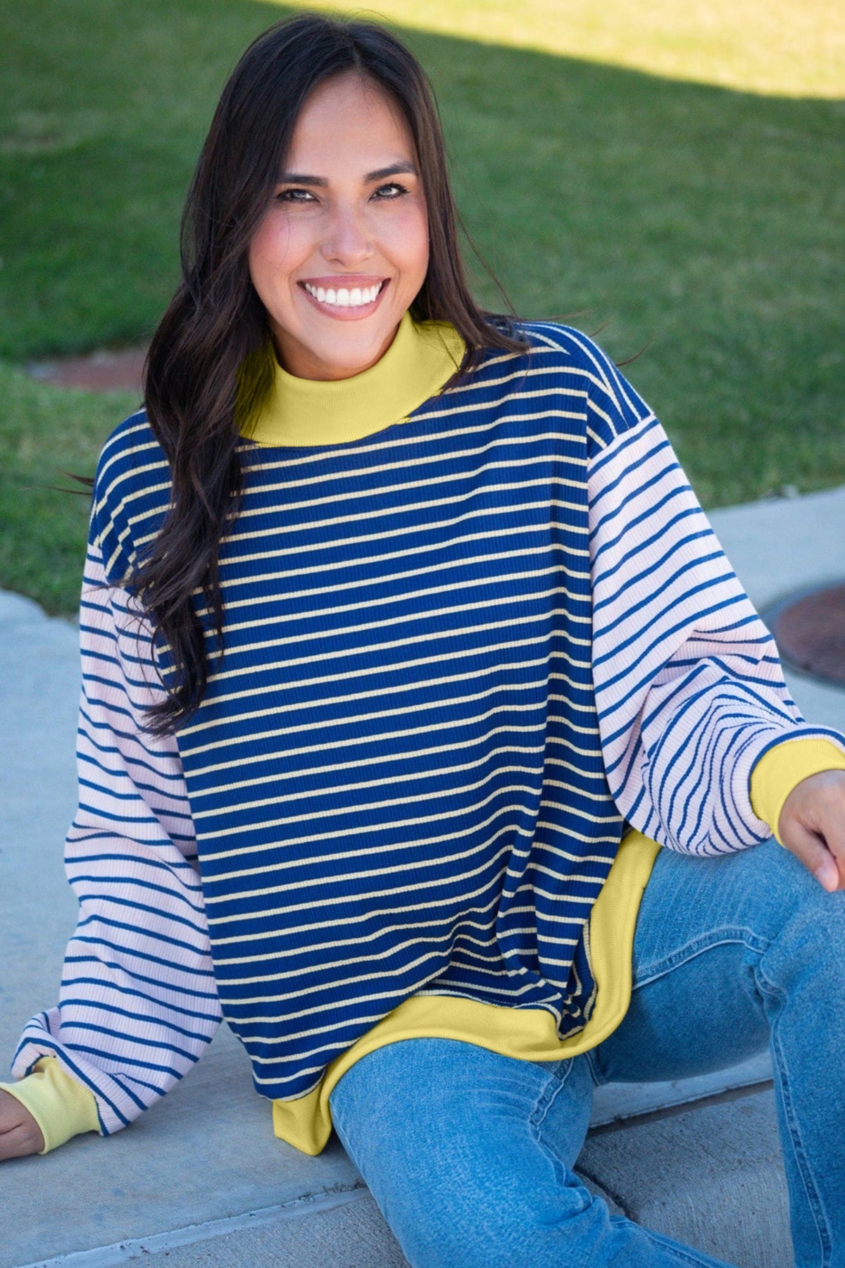 KaleaBoutique Stylish Contrast Long Sleeve Crew Neck Pullover Top - KaleaBoutique.com