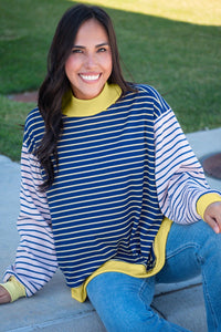 KaleaBoutique Stylish Contrast Long Sleeve Crew Neck Pullover Top - KaleaBoutique.com