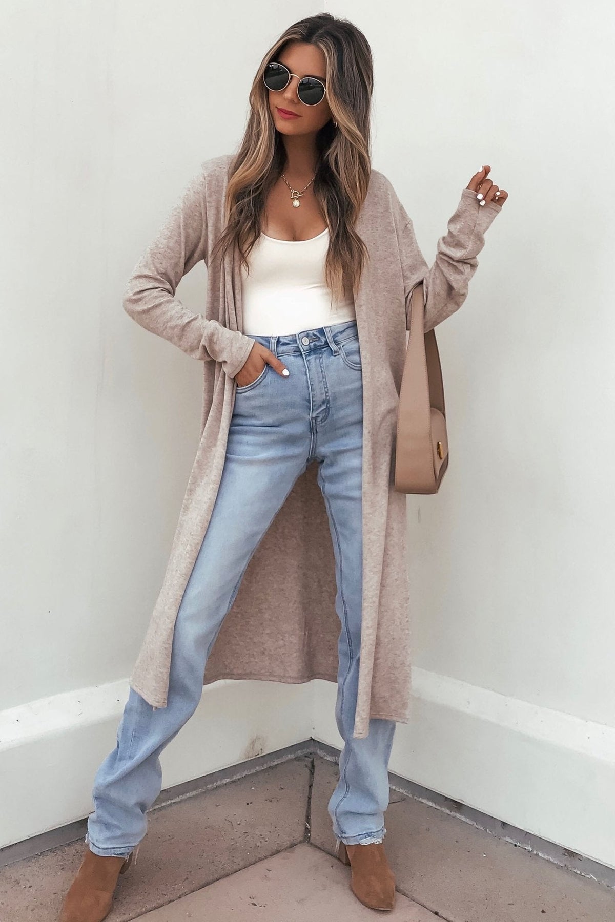 KaleaBoutique Stylish Solid Color Long Sleeve Casual Tunic Shift Cardigan - KaleaBoutique.com