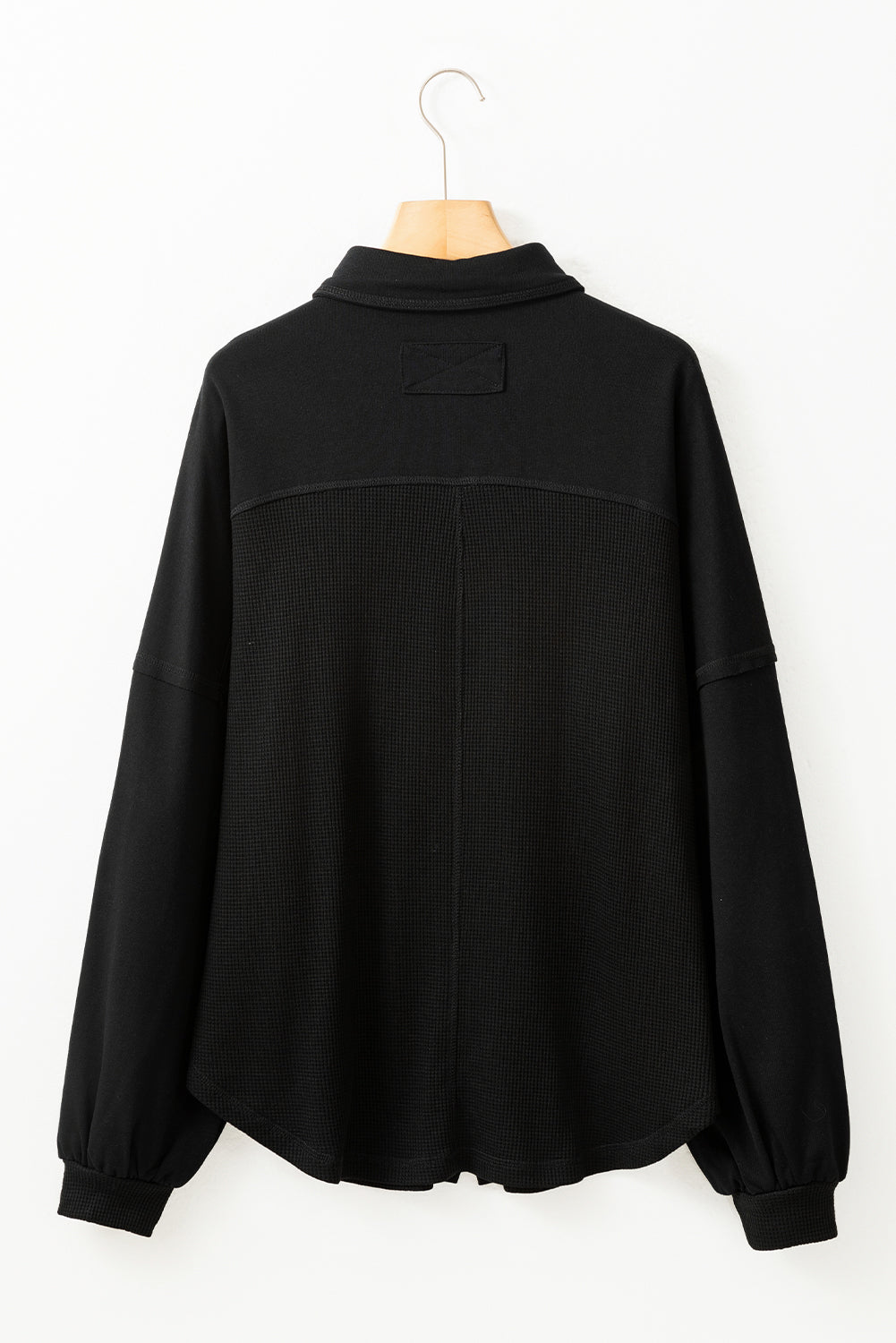 Waffle Knit Patchwork Exposed Seam Loose Shacket - KaleaBoutique.com