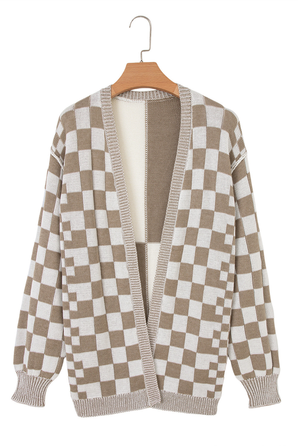 KaleaBoutique Stylish Checkered Open Front Drop Shoulder Cardigan - KaleaBoutique.com