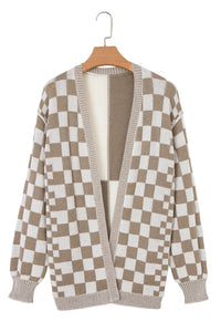 KaleaBoutique Stylish Checkered Open Front Drop Shoulder Cardigan - KaleaBoutique.com