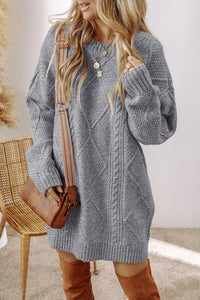 KaleaBoutique Comfortable Cable Knit Drop Shoulder Loose Fit Sweater Dress - KaleaBoutique.com