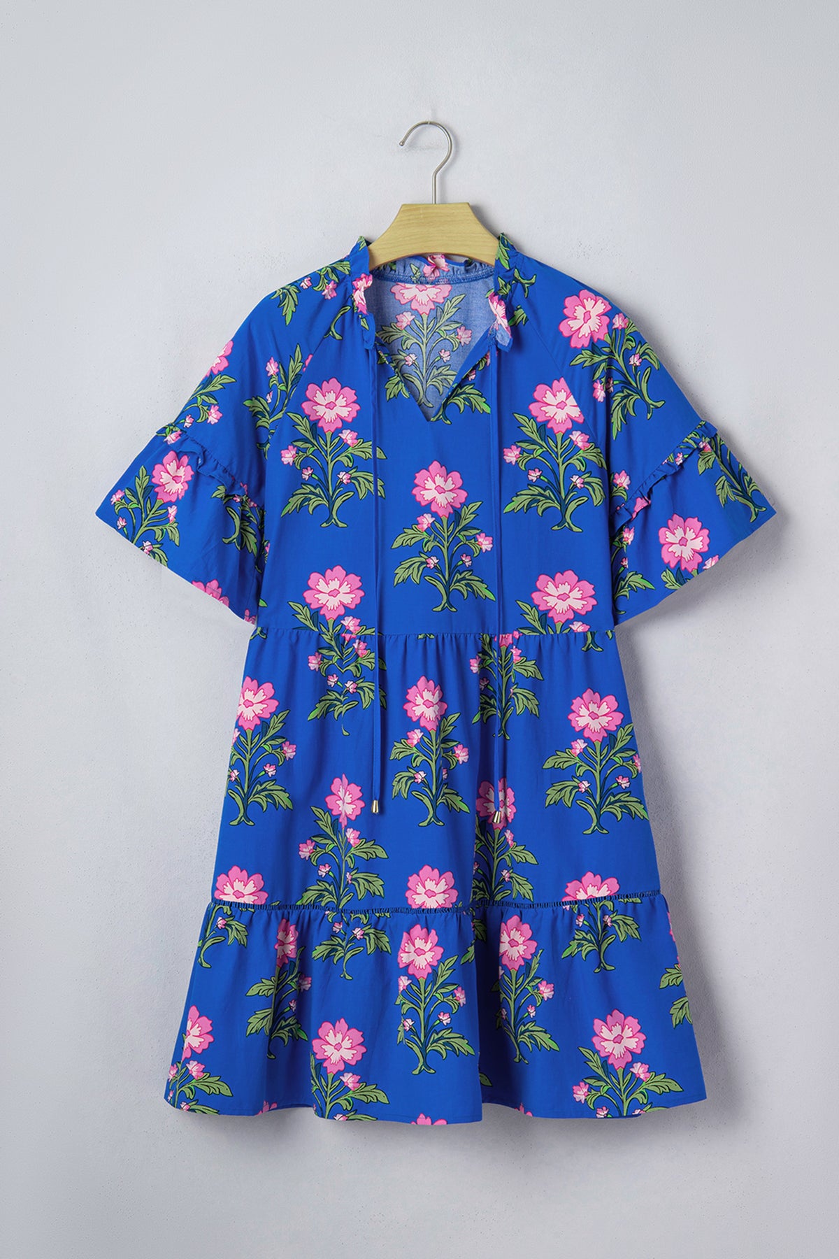 KaleaBoutique Comfortable V Neck Short Sleeve Loose Flower Dress - KaleaBoutique.com
