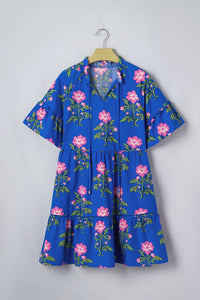 KaleaBoutique Comfortable V Neck Short Sleeve Loose Flower Dress - KaleaBoutique.com
