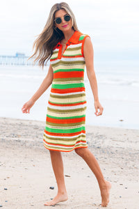 KaleaBoutique Stylish Eyelet Sleeveless Buttoned Split Neck Sweater Dress - KaleaBoutique.com