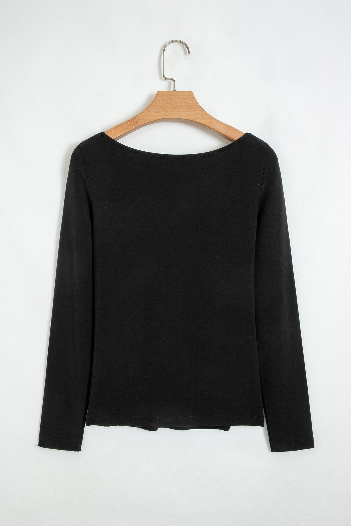 KaleaBoutique Stylish Beautiful Lace Trim Elegant Neckline Long Sleeve Slim Top - KaleaBoutique.com