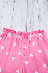 KaleaBoutique Comfortable Valentine Heart Print Long Sleeve Tee and Shorts Lounge Set - KaleaBoutique.com