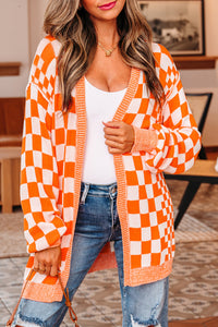 KaleaBoutique Stylish Checkered Open Front Drop Shoulder Cardigan - KaleaBoutique.com