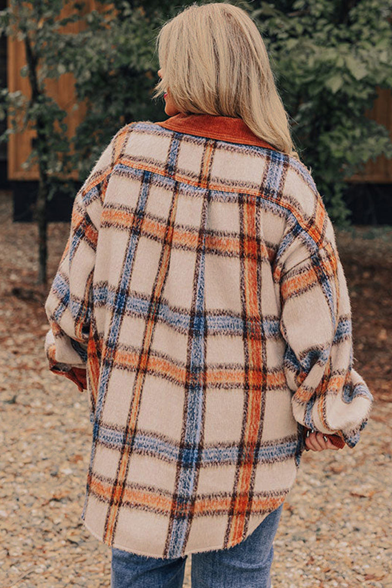 KaleaBoutique Plus Size Plaid Print Collared Buttoned Jacket - KaleaBoutique.com
