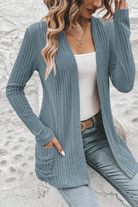 KaleaBoutique Comfortable Ribbed Open Front Knitted Top with Pockets - KaleaBoutique.com