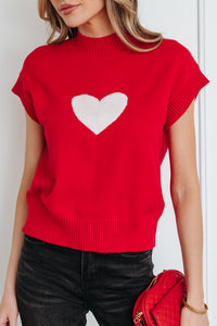 KaleaBoutique Comfortable Valentine Heart Graphic Cropped Short Sleeve Sweater - KaleaBoutique.com